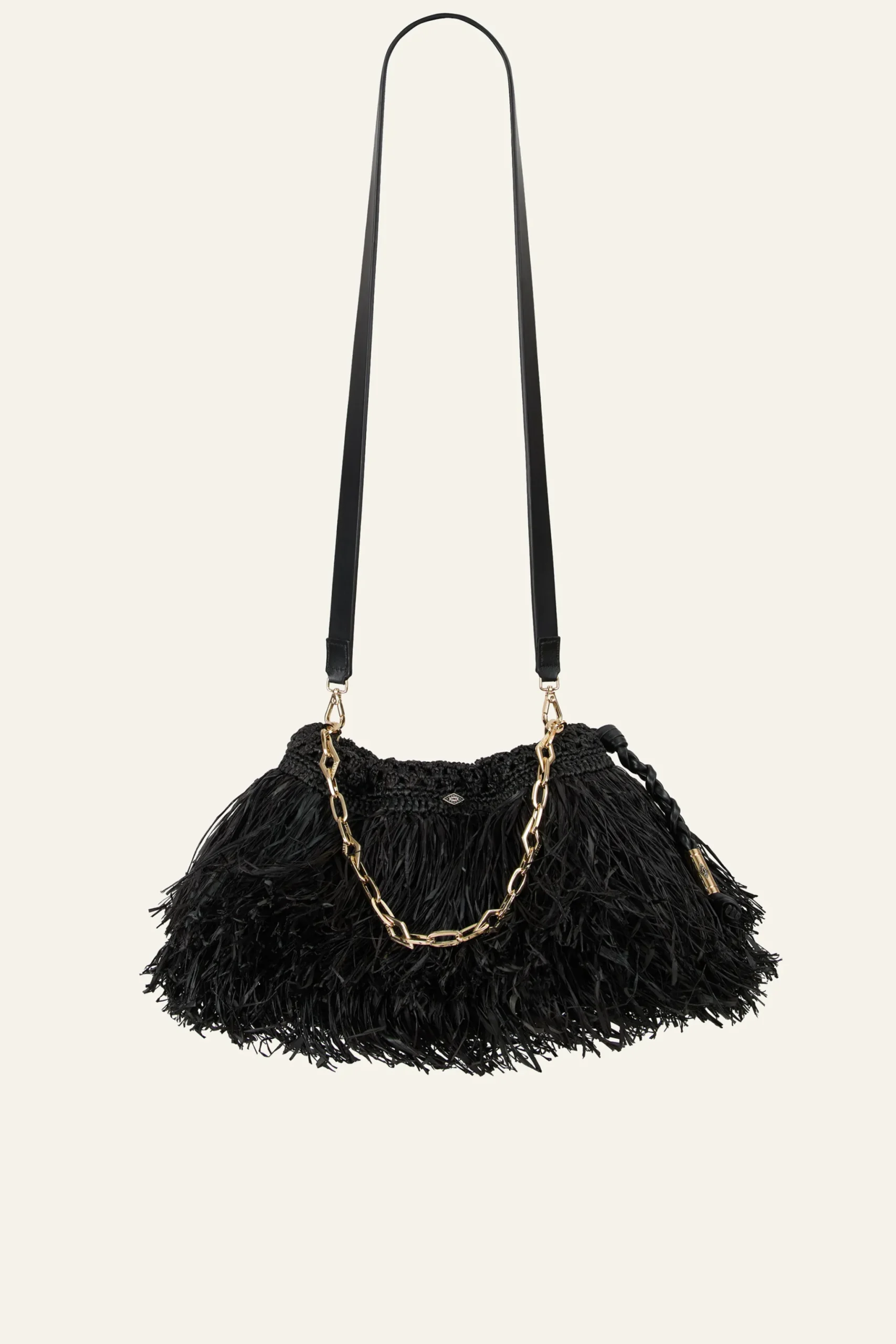 JUNE pochette raphia franges